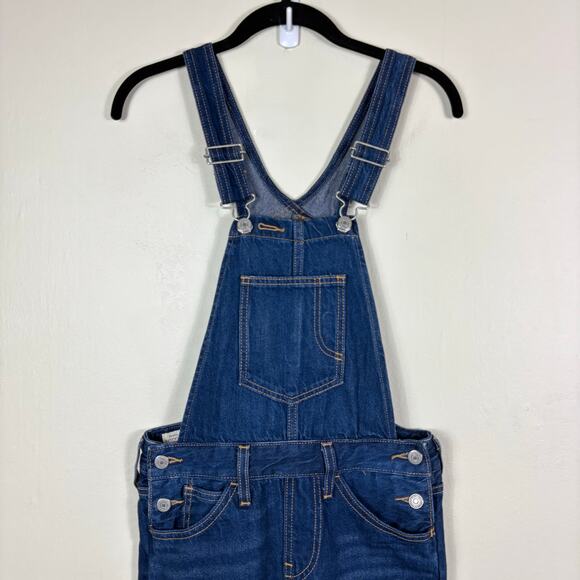 Levi's Premium Denim Dark Wash Tapered Skinny Leg Blue Jean Overalls - Picture 2 of 13